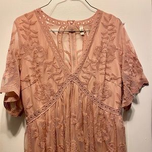 Pink Blush Maternity Light Pink Lace Maxi Dress.